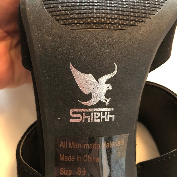 Black suede slide on heels - Picture 2 of 5